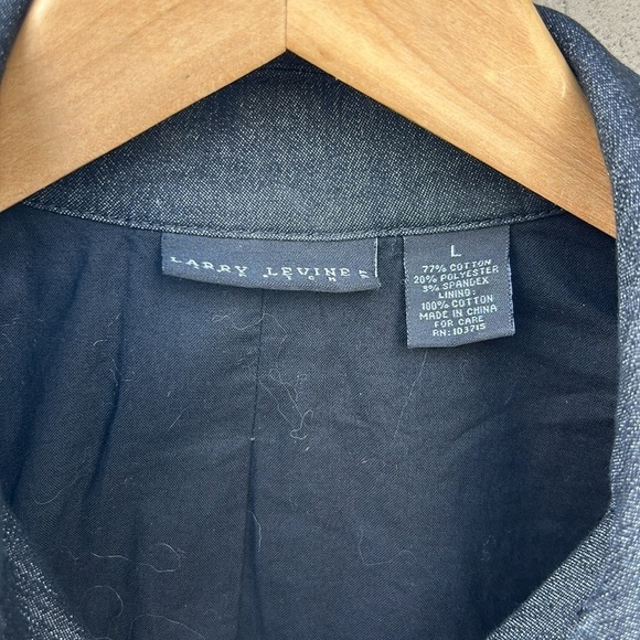 Larry Levine Denim Blazer Black with Cuffed Sleeves Size Large - Picture 3 of 5